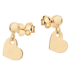 Brinco Pêndulo Coração banhado a ouro 18k com esferas